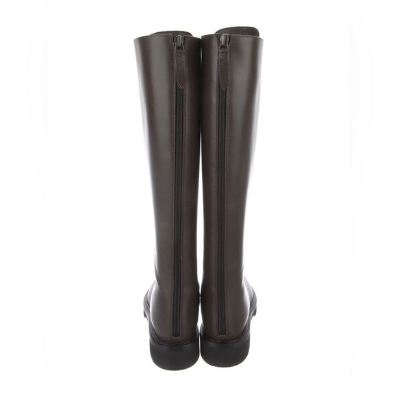 KHAITE LEATHER Lace up riding boots in brown - Picture 6 of 14